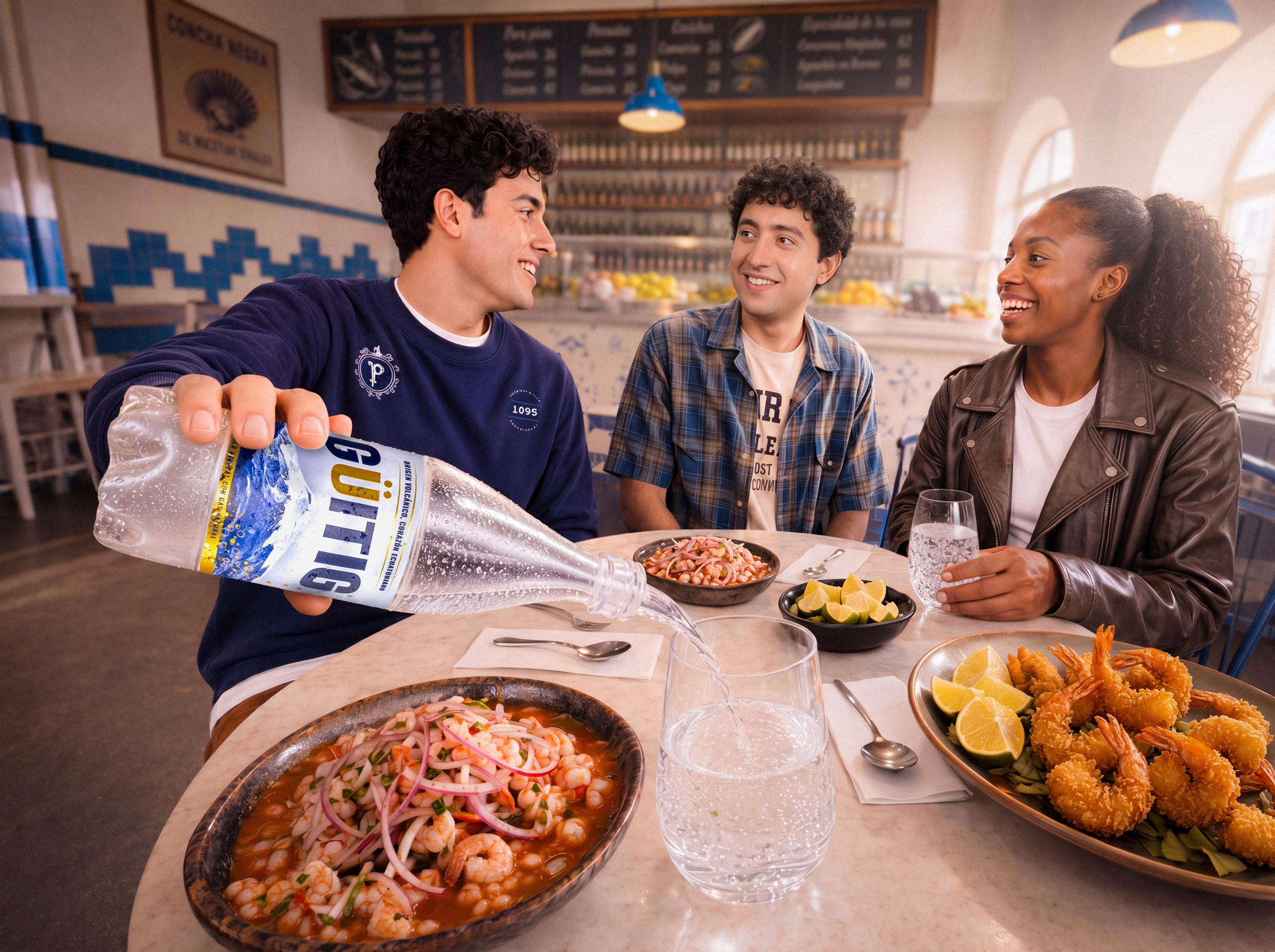 Amigos compartiendo Güitig alrededor de una mesa
