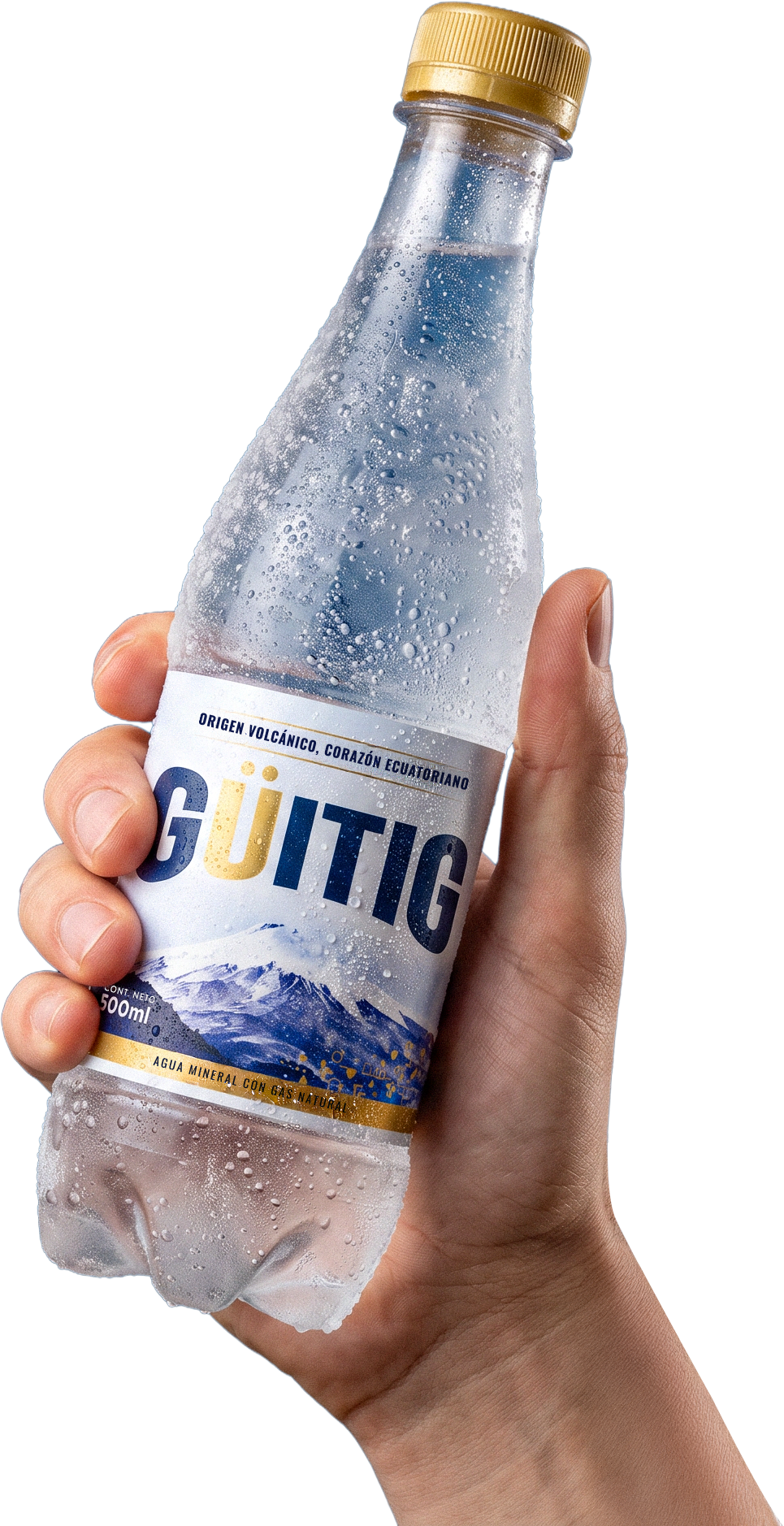 Botella de Güitig Original en la mano